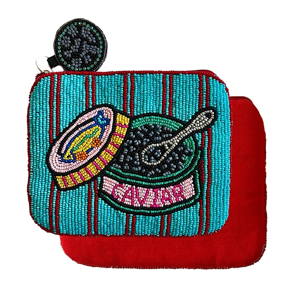 Caviar Coin Purse, Luxury Vacation Caviar Beaded Bag - Picture 2 of 4